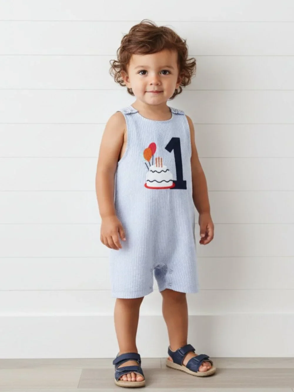 1st Birthday Striped Romper, NWT